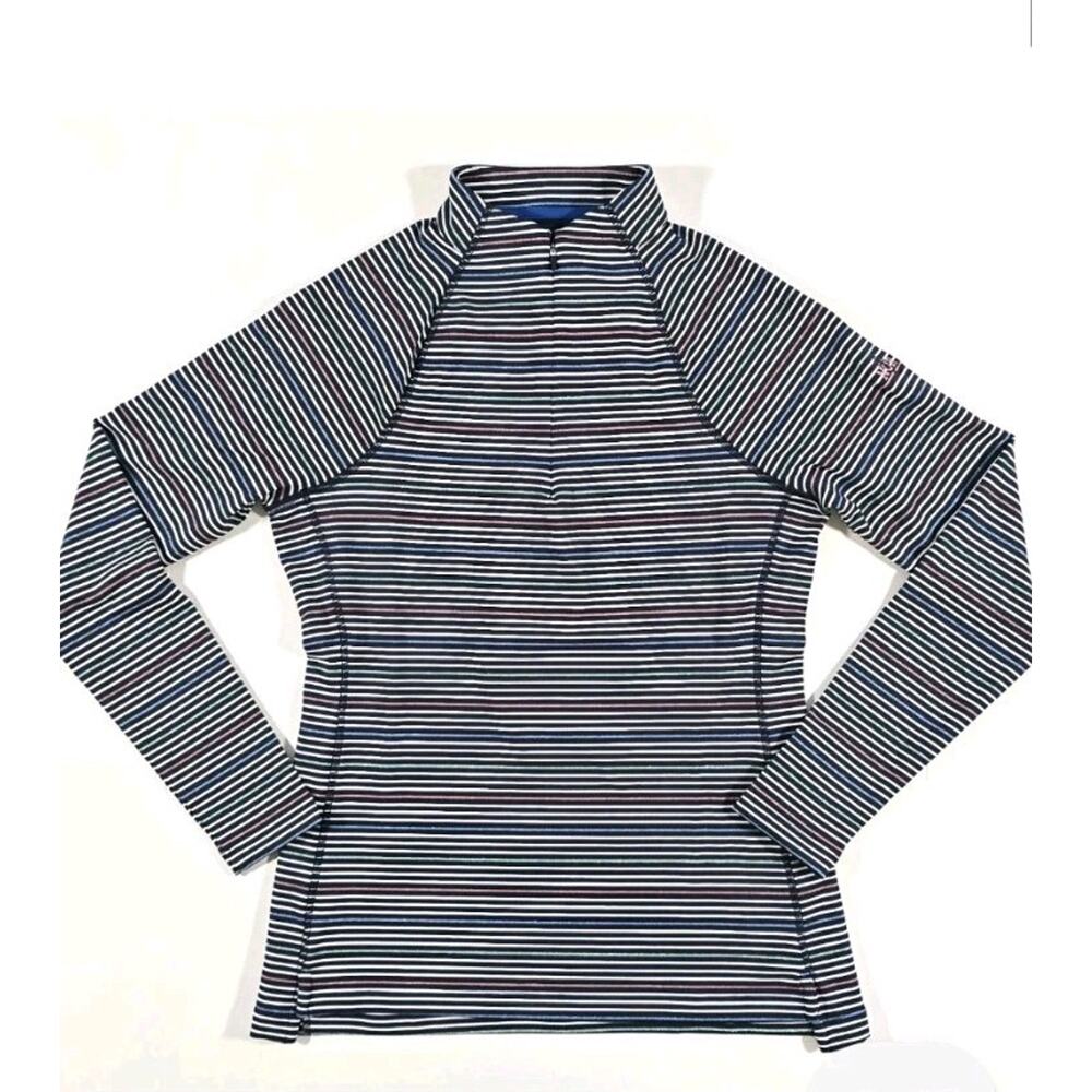 PETER MILLAR PERTH MELANGE 1/4 ZIP PULLOVER WOMENS L METALLIC STRIPE PERFORMANCE